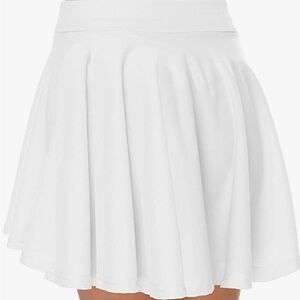 Afibi casual mini flared stretch waist pleated skirt, white, size  NWT
